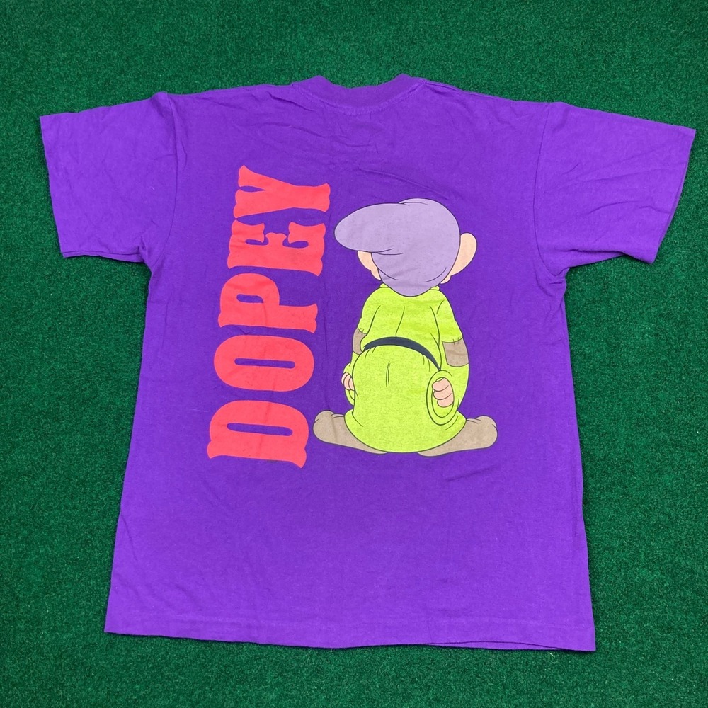 Vintage Dopey Shirt Mens L Purple Snow White Dwarf Cartoon Promo Big Print 90s - Picture 5 of 12
